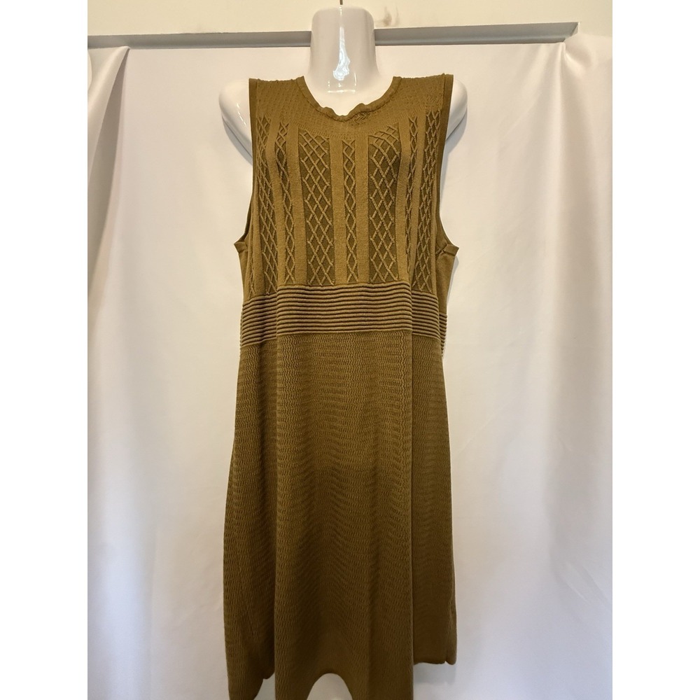 Nine West XXL Sleeveless Knit Sweater Dress Tan Cable Textured Midi Womens